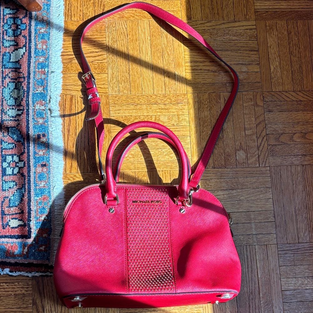 Michael Kors Red Crossbody Bag with Gold Accents